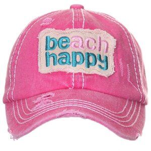 Y2K Pink Embroidered Distressed Beach Hat Women's Tourist Baseball Cap